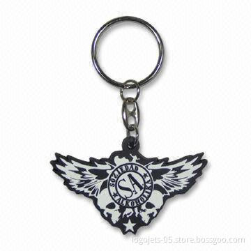 Keychain, Made of Brass or Stainless Steel, Various Designs are Available
